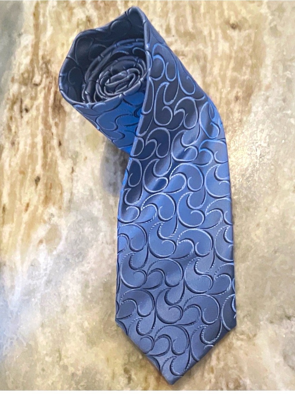 Zilli Silk Tie Blue Gray Abstract Pattern Mens Classic Width
